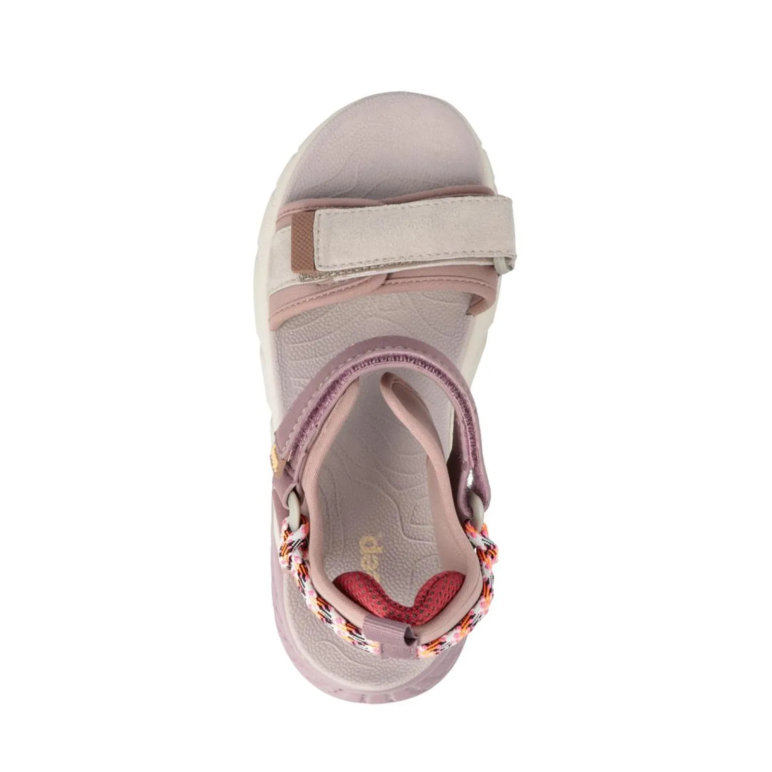 Sandali Donna con Doppio Velcro in Tessuto Cipria