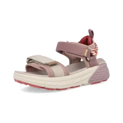 Sandali Donna con Doppio Velcro in Tessuto Cipria