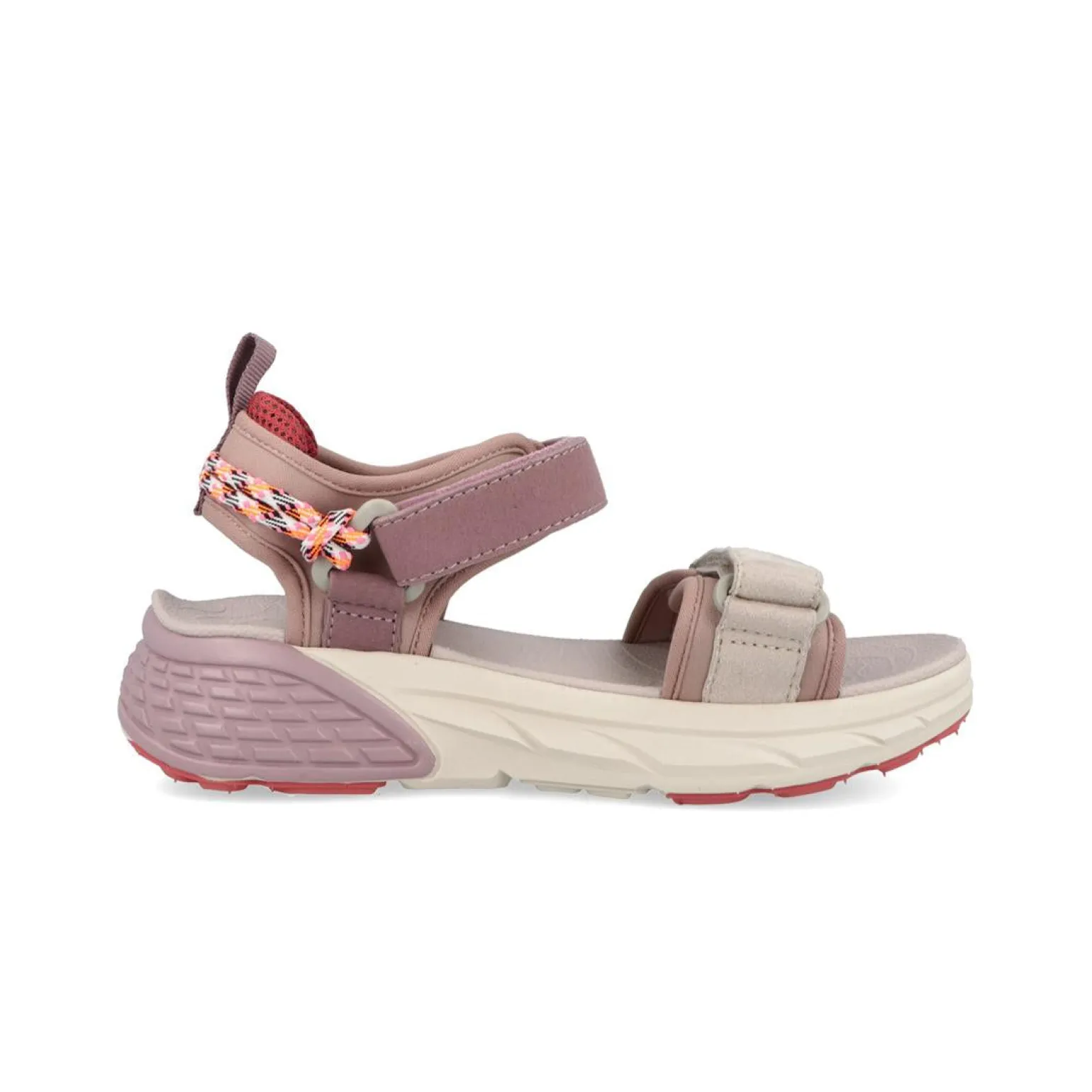Sandali Donna con Doppio Velcro in Tessuto Cipria