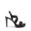 Sandali Donna con Tacco Alto e Plateau in Pelle Nero