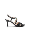 Sandali Donna con Tacco Rocchetto in Pelle Nero