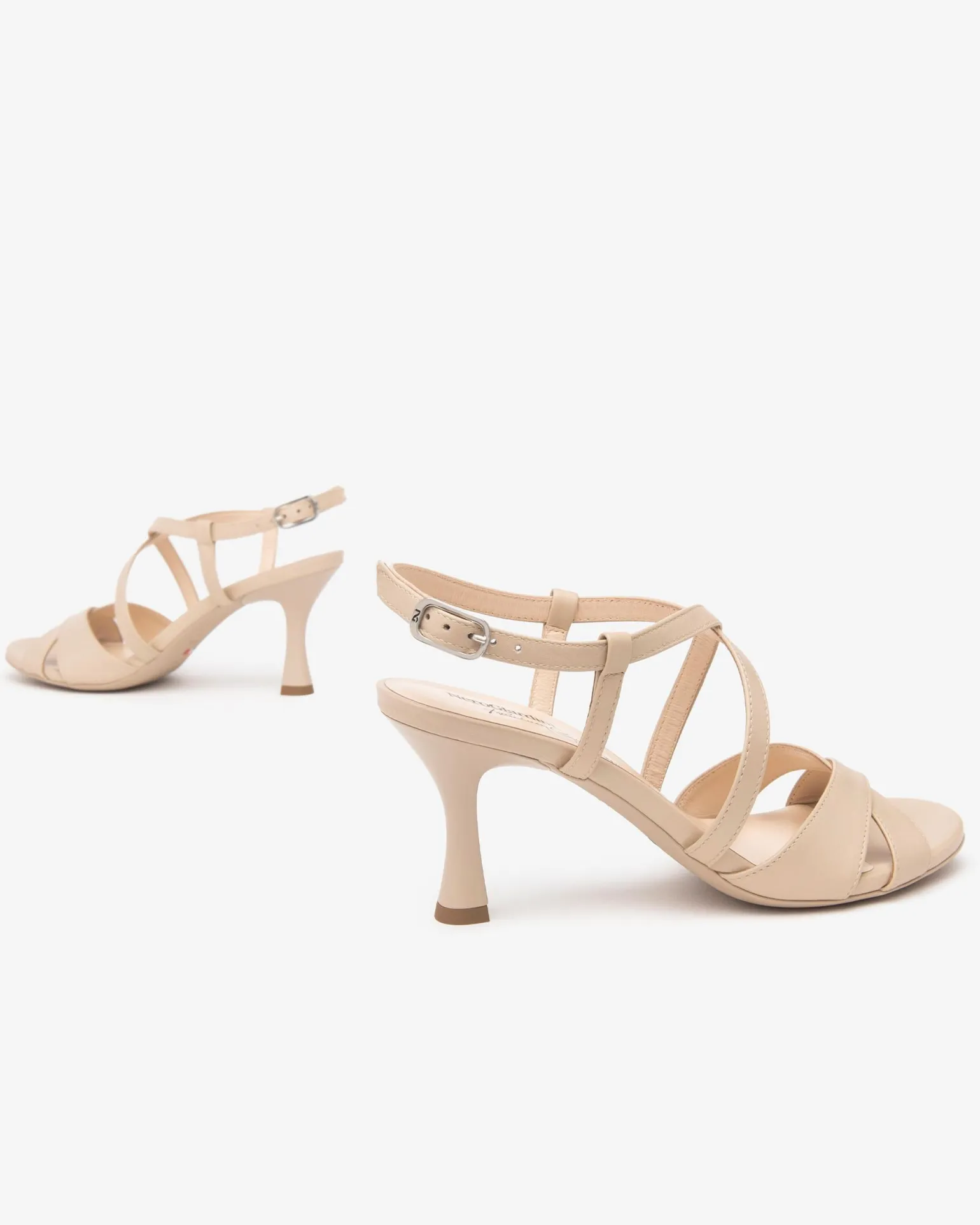 Sandali Donna con Tacco Rocchetto in Pelle Lino