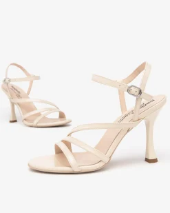Sandali Donna Tacco Alto Rocchetto in Vernice Latte