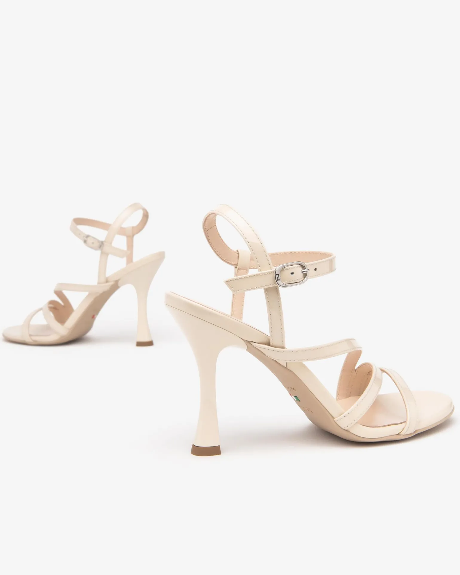 Sandali Donna Tacco Alto Rocchetto in Vernice Latte