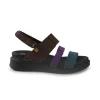 Sandali Donna Zeppa Bassa in Pelle Multicolor