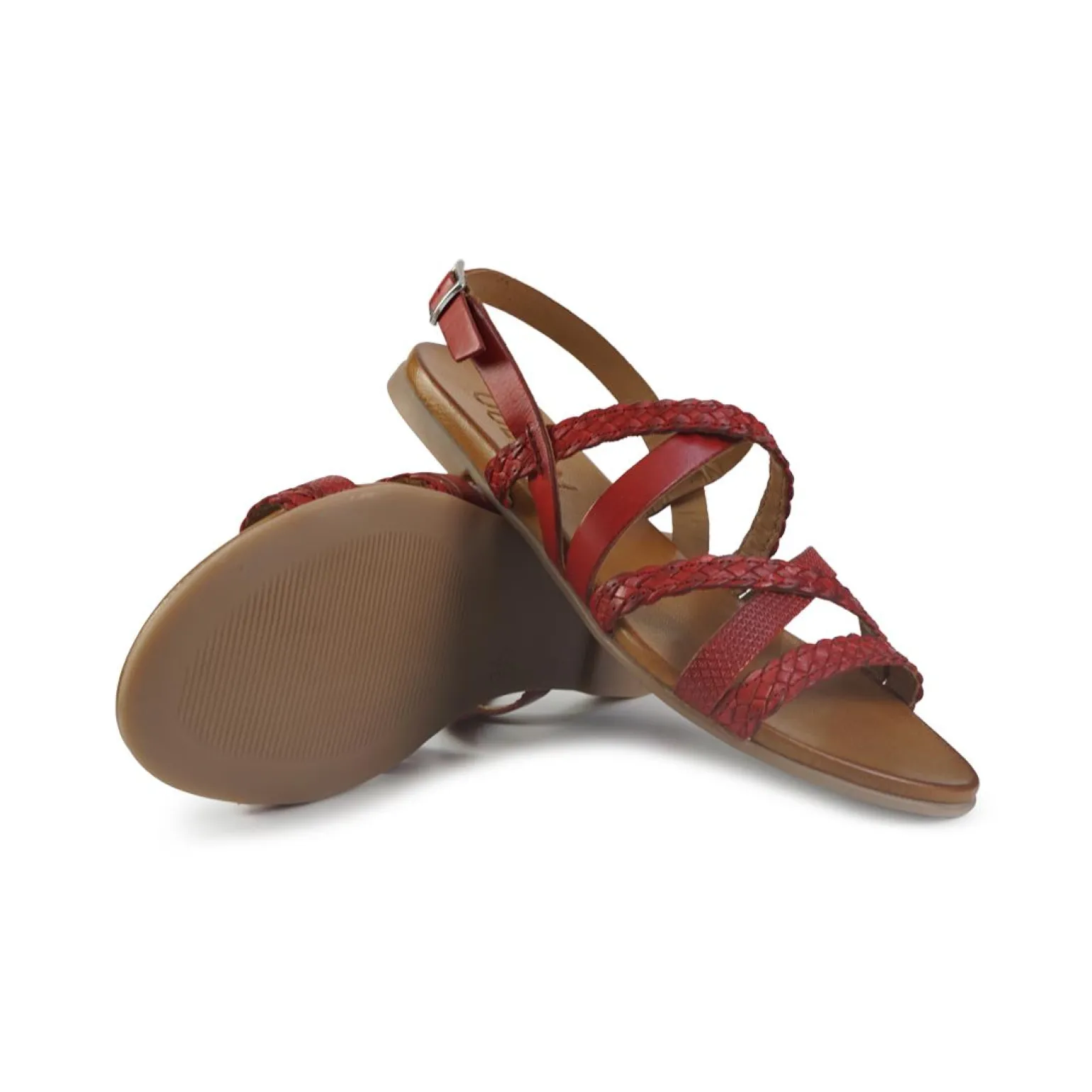 Sandali Flat Donna in Pelle Rosso