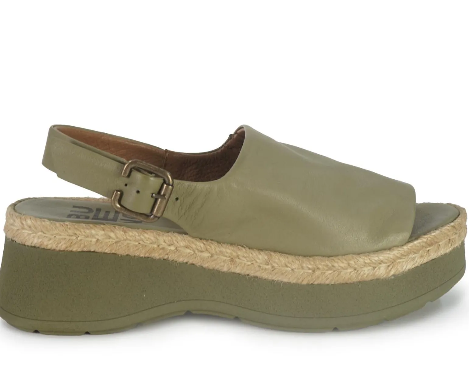 Sandali Zeppa Pelle Verde