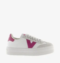 Sneakers Bassa Donna Platform Bianco Fucsia
