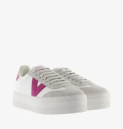 Sneakers Bassa Donna Platform Bianco Fucsia