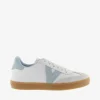 Sneakers Donna Bassa Pelle Bianco Celeste