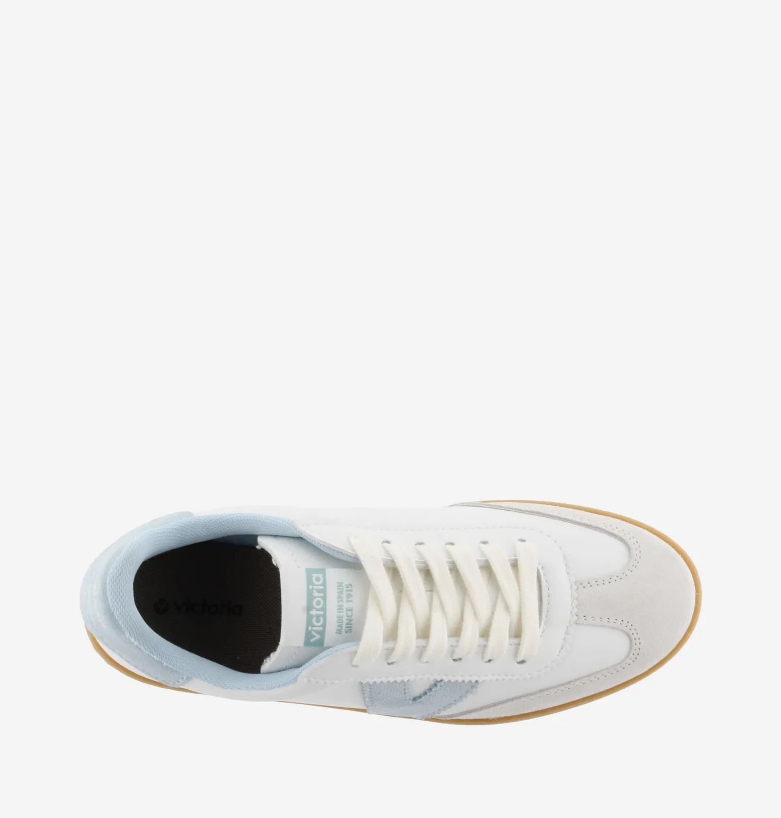 Sneakers Donna Bassa Pelle Bianco Celeste