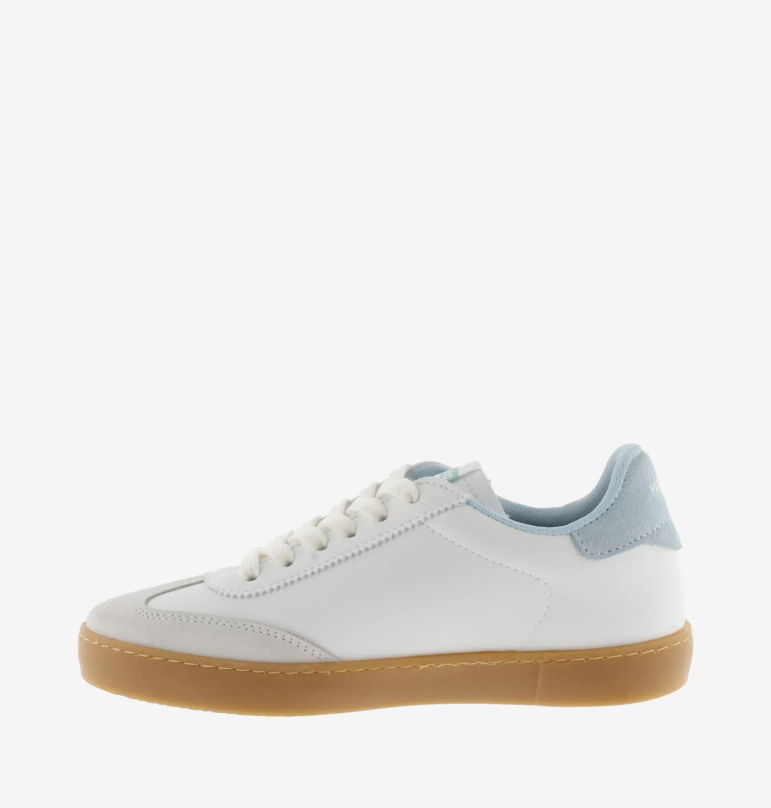 Sneakers Donna Bassa Pelle Bianco Celeste