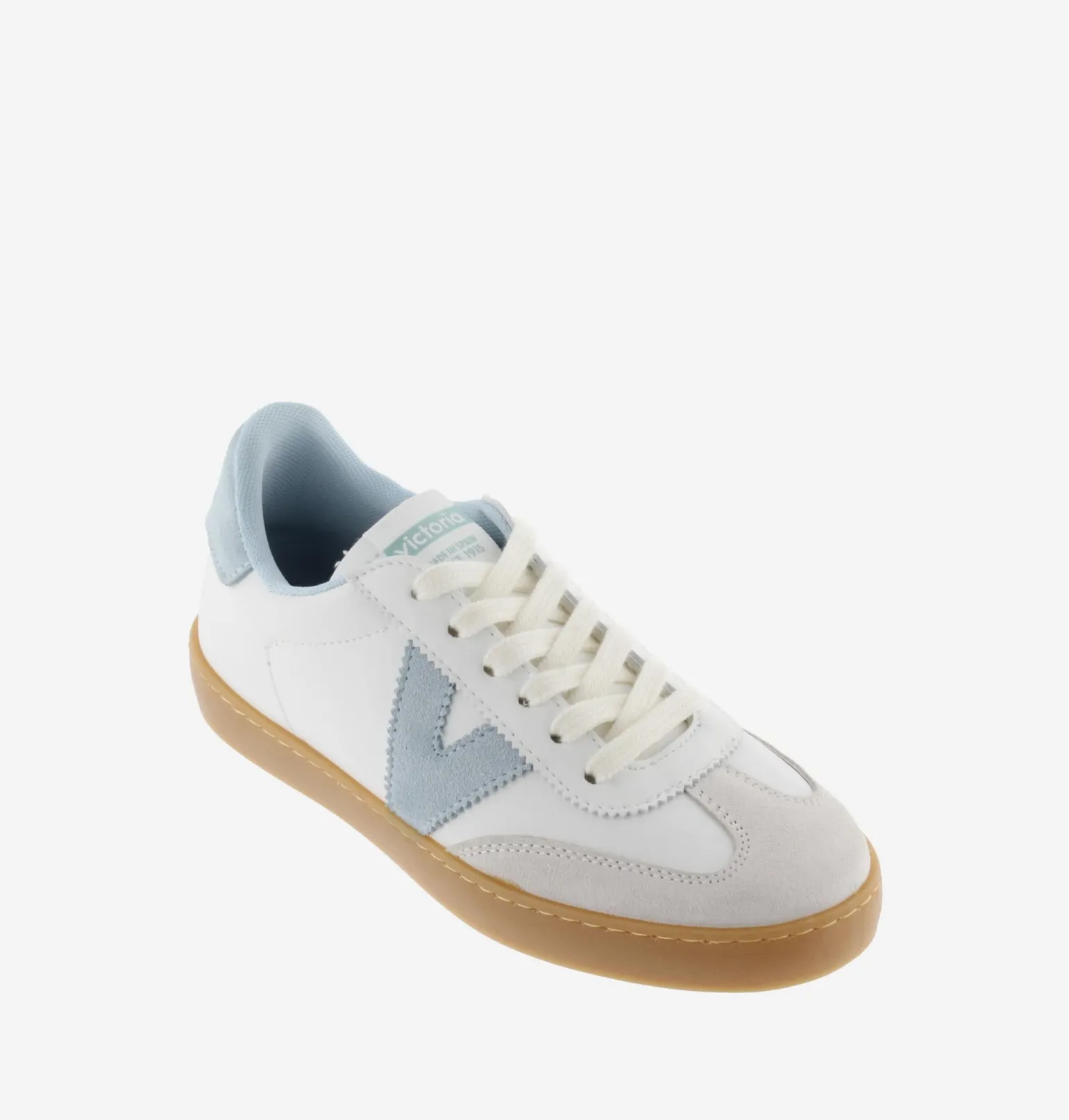 Sneakers Donna Bassa Pelle Bianco Celeste