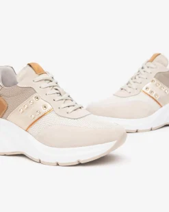 Sneakers Donna con Zeppa in Camoscio Yogurt