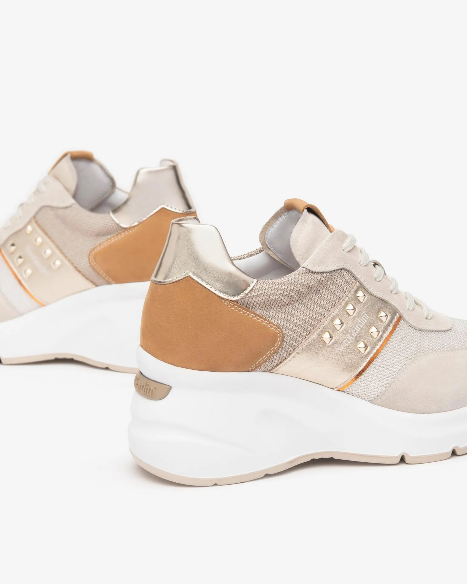 Sneakers Donna con Zeppa in Camoscio Yogurt