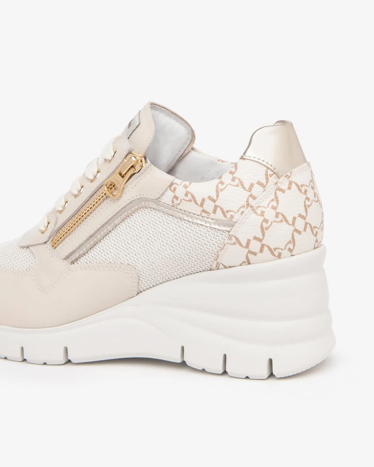 Sneakers Donna con Zeppa in Pelle Milk