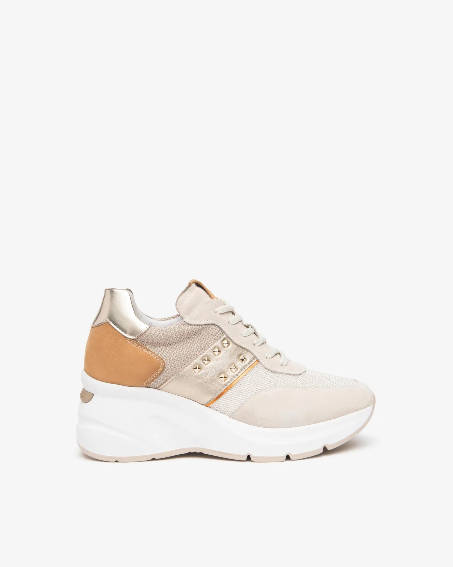 Sneakers Donna con Zeppa in Camoscio Yogurt