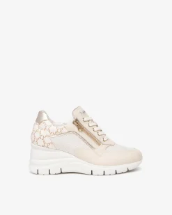 Sneakers Donna con Zeppa in Pelle Milk