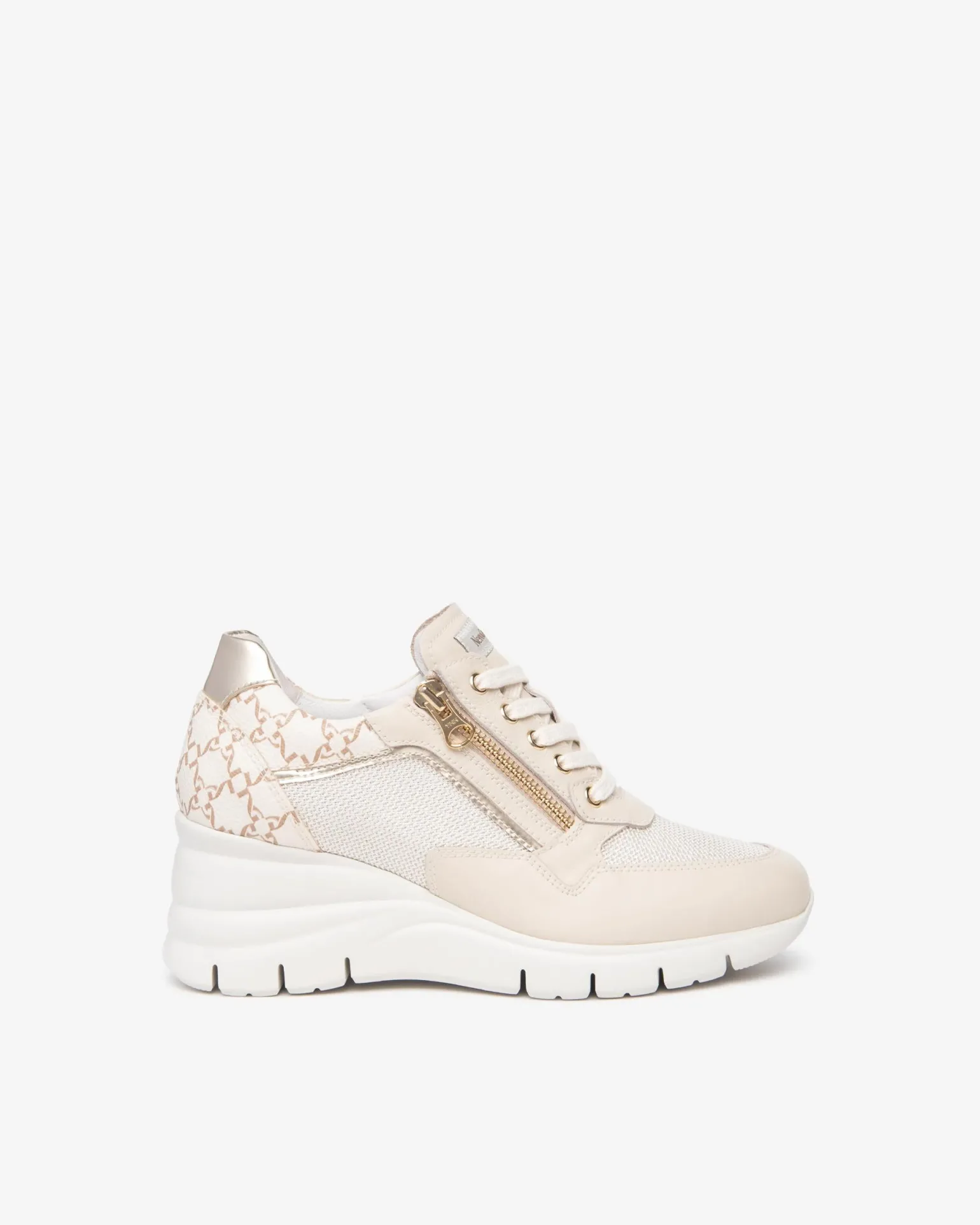 Sneakers Donna con Zeppa in Pelle Milk
