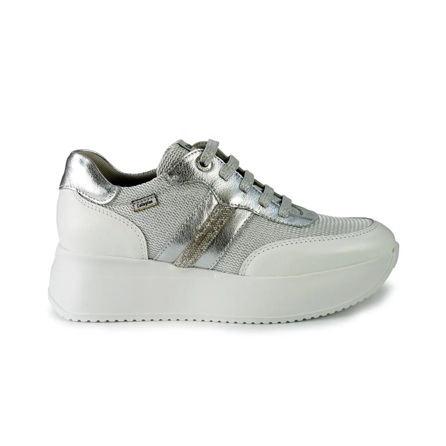 Sneakers Donna in Pelle e Tessuto Argento
