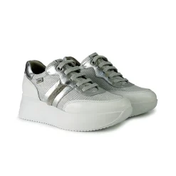 Sneakers Donna in Pelle e Tessuto Argento