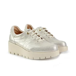 Sneakers Donna in Pelle Laminata Platino