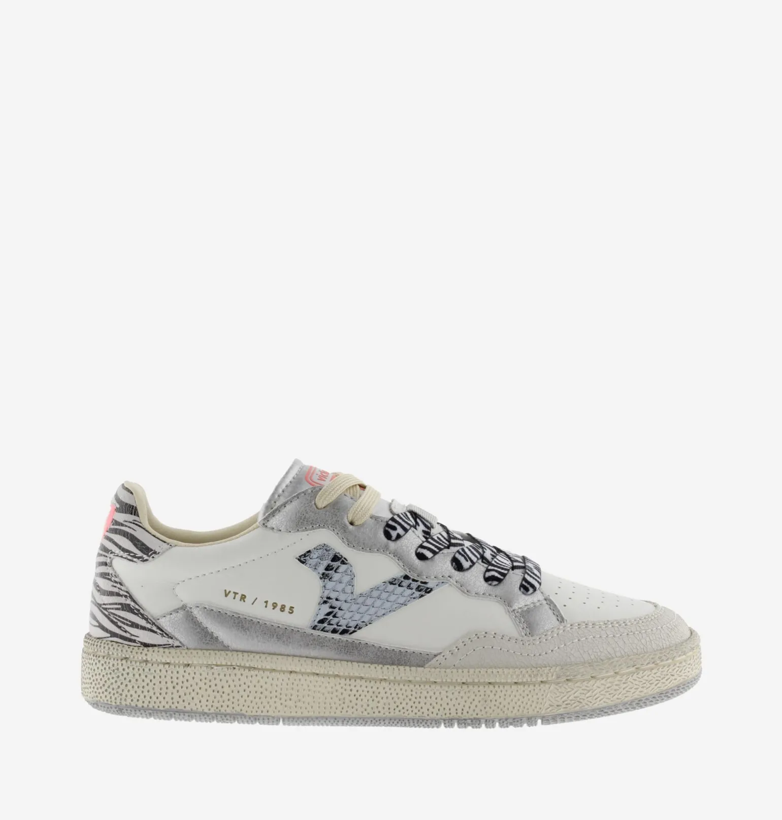 Sneakers Donna Smash Bassa Bianca Gris Animalier