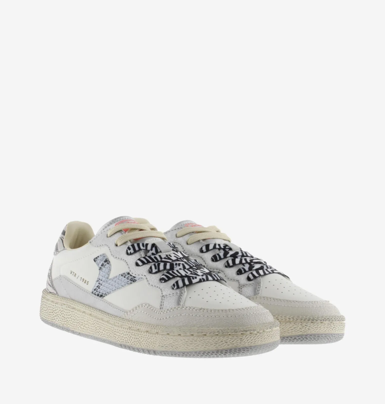 Sneakers Donna Smash Bassa Bianca Gris Animalier