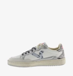 Sneakers Donna Smash Bassa Bianca Gris Animalier