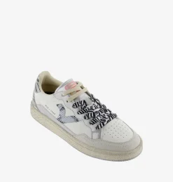 Sneakers Donna Smash Bassa Bianca Gris Animalier