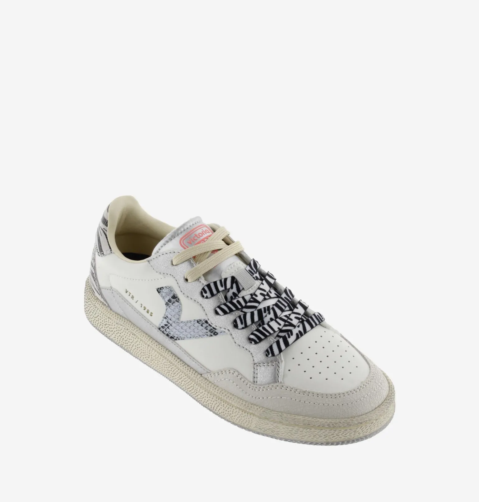 Sneakers Donna Smash Bassa Bianca Gris Animalier