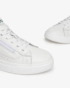 Sneakers Uomo in Pelle Bianca con Zip
