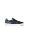 Sneakers Uomo in Pelle Blu con Zip