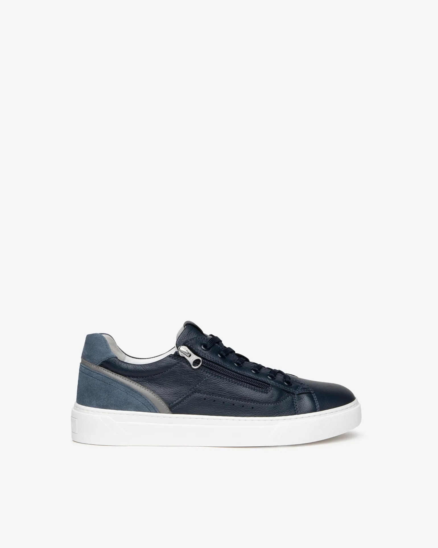 Sneakers Uomo in Pelle Blu con Zip