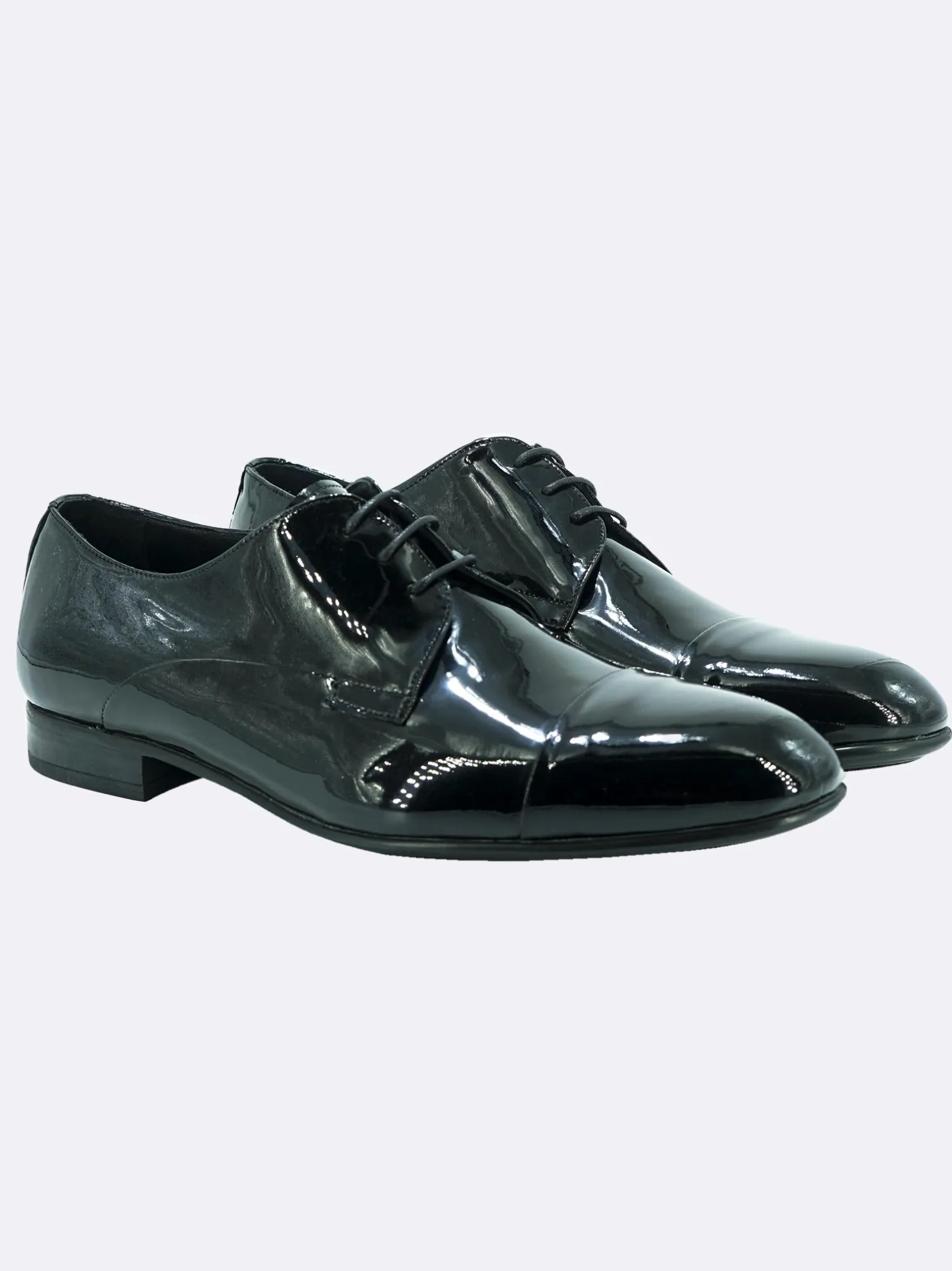 Stingata Cerimonia Derby Vernice Nero Elegante Sposo