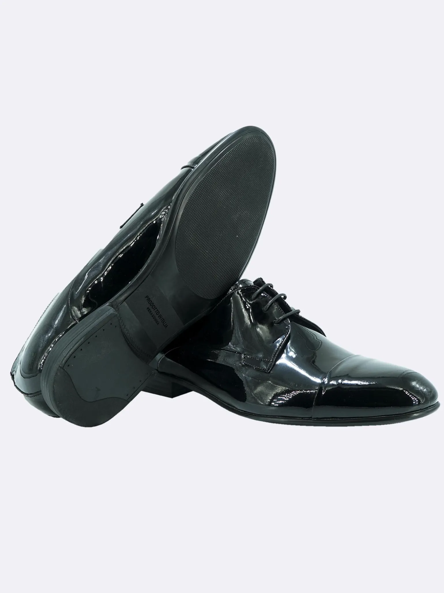 Stingata Cerimonia Derby Vernice Nero Elegante Sposo