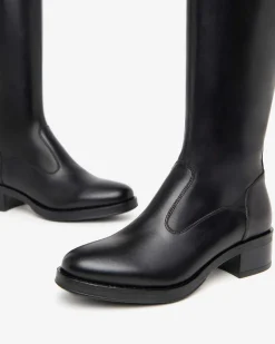 Stivali Donna Tacco Basso Pelle Nero