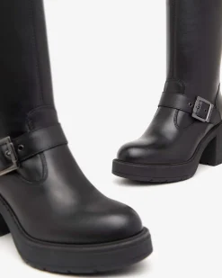 Stivali Donna Tacco Pelle Nero