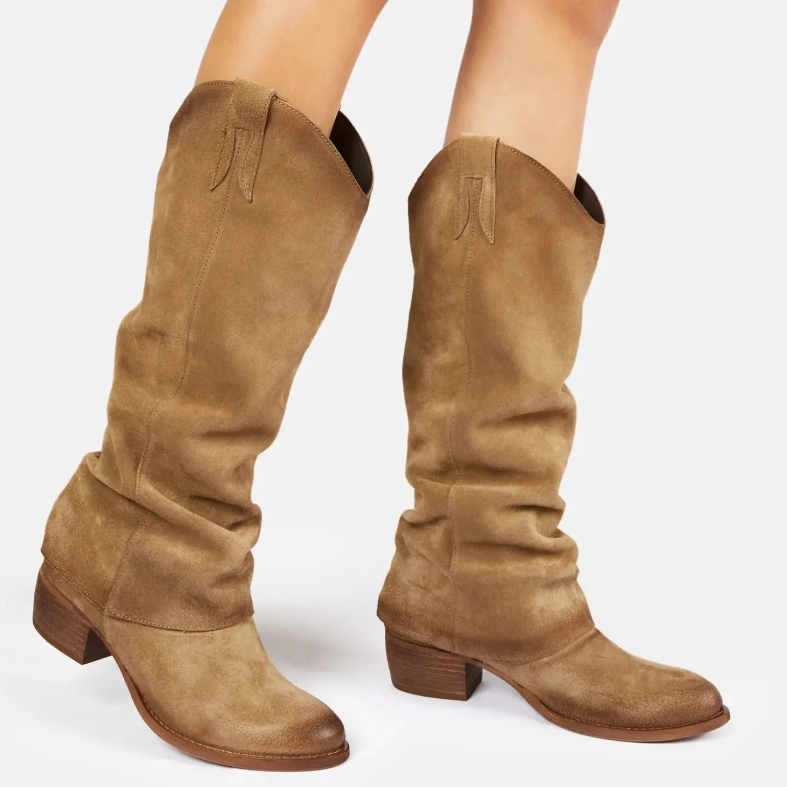 Texano Donna Camoscio Cuoio